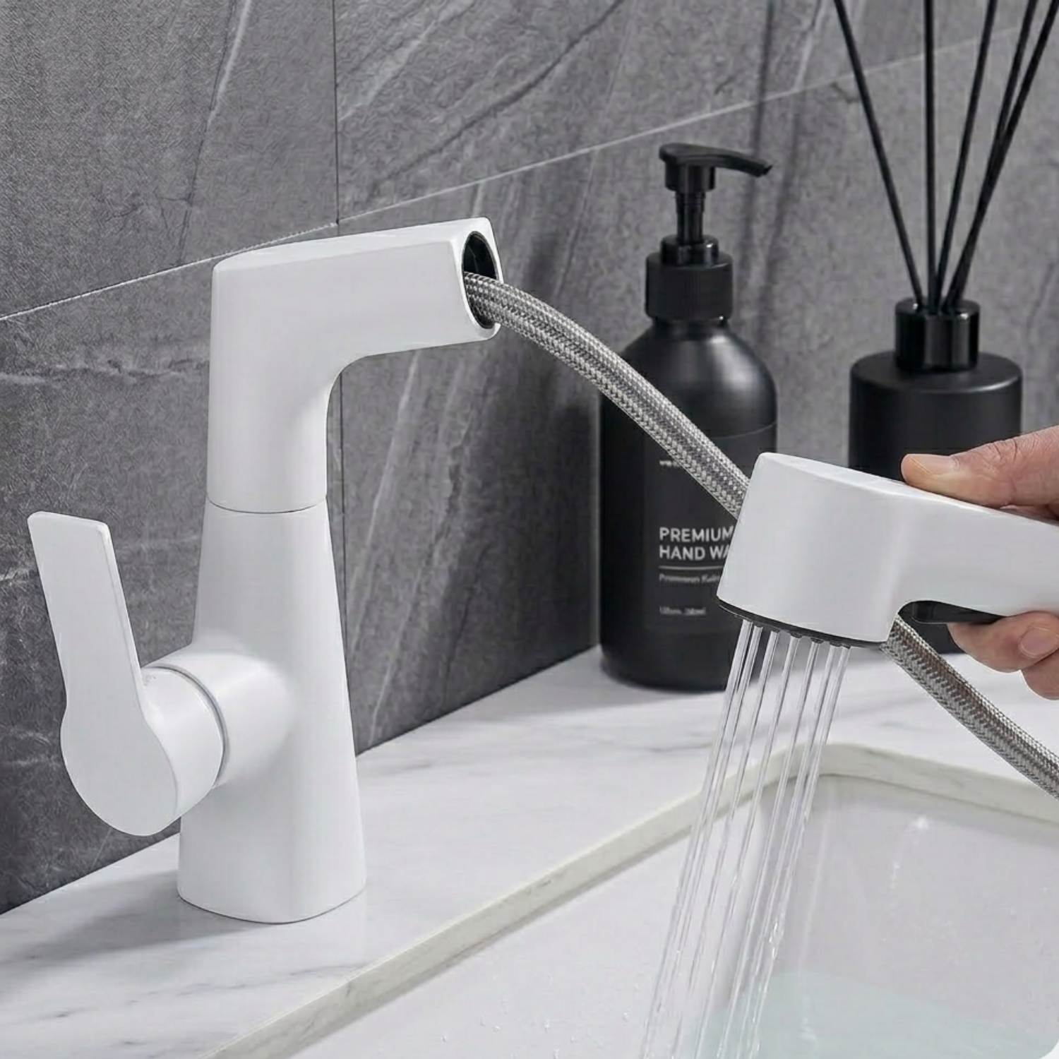 Skagen - Pull Out Lift Faucet 360° Rotatable Stainless Steel Sink Faucet with Pull-Out Sprayer