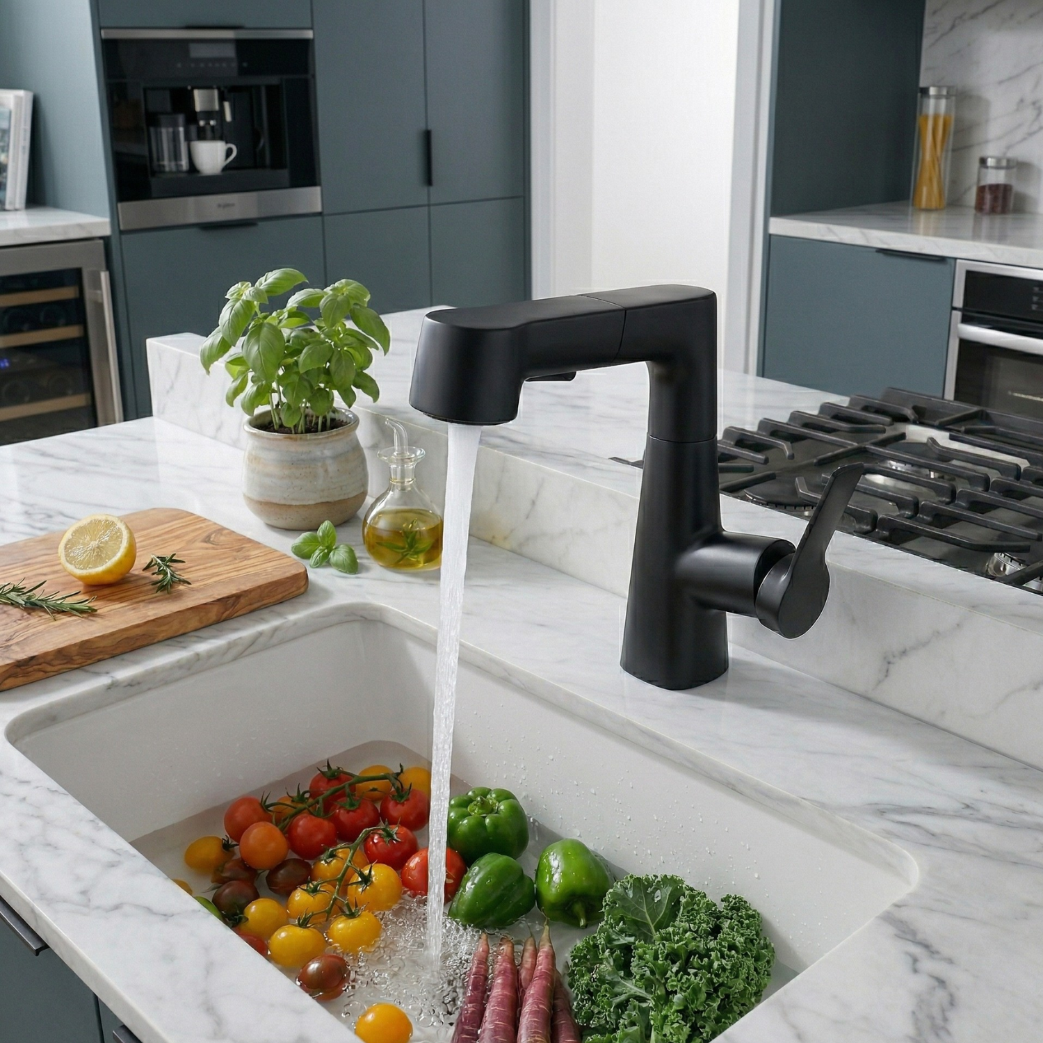 Skagen - Pull Out Lift Faucet 360° Rotatable Stainless Steel Sink Faucet with Pull-Out Sprayer