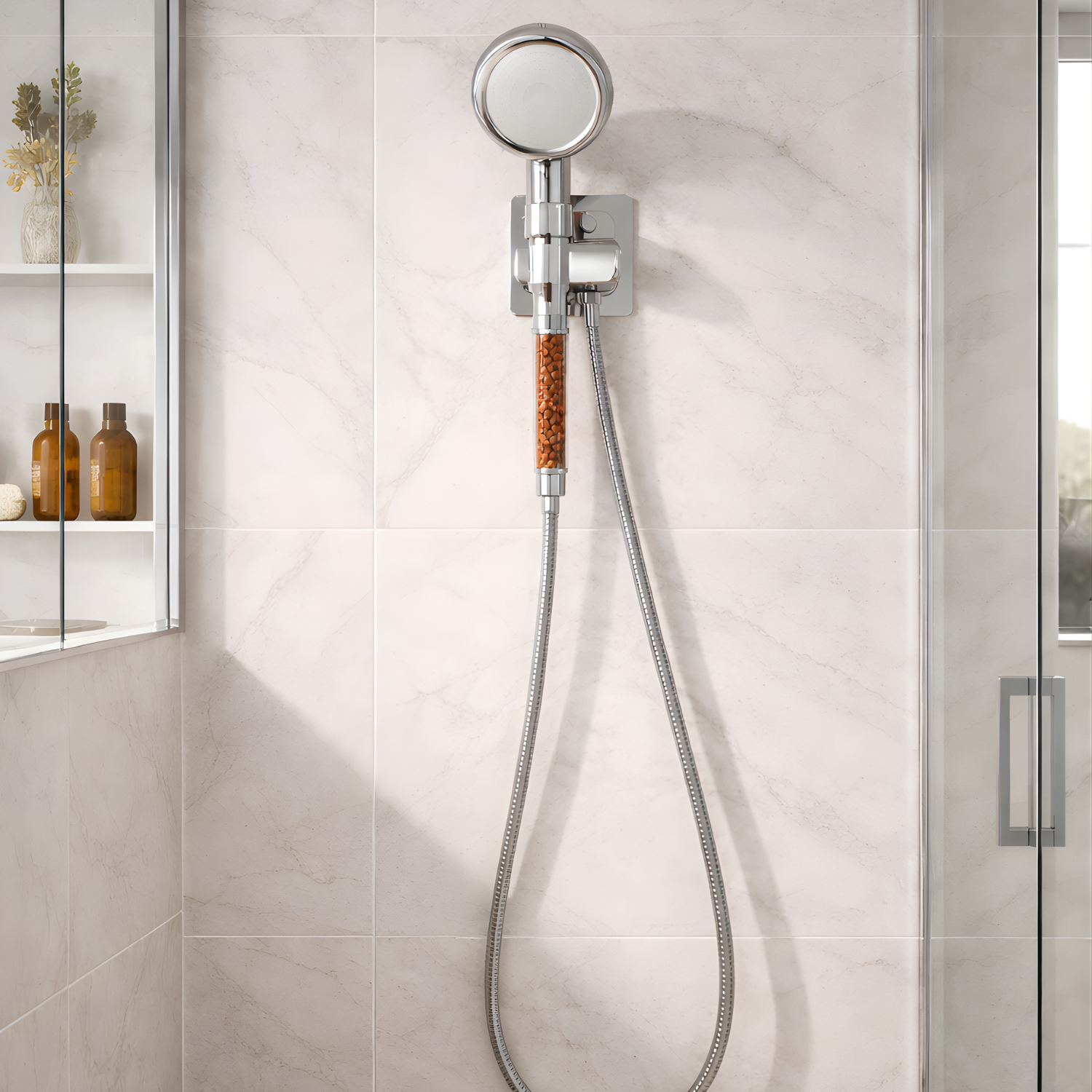 Holm - Filtered Shower Head ABS High Pressure Water Saving Spray Handheld Clear Showerheads with With Filter Beads for Bathroom