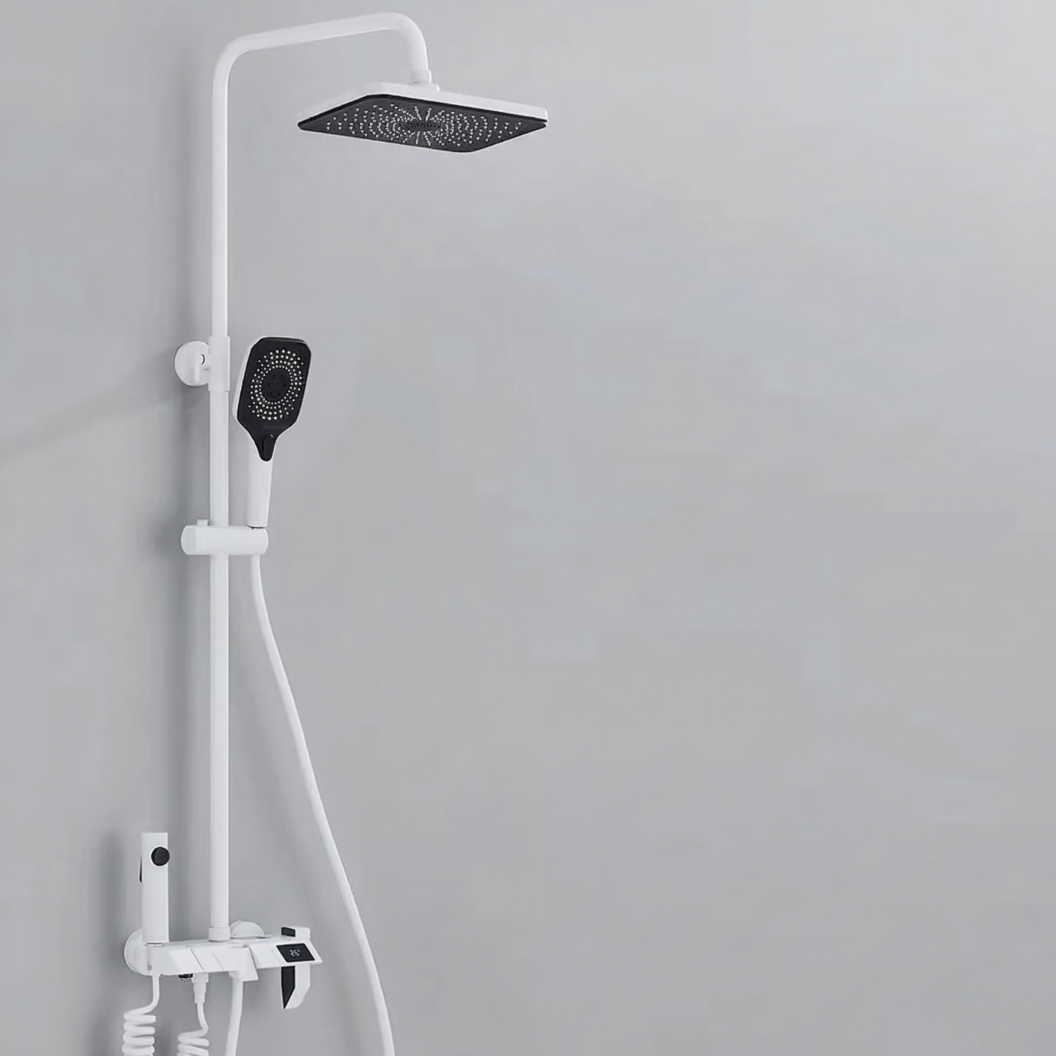 Turku - Digital Thermostatic Shower Faucet Set with LED Temperature Display 4 Function Rainfall Shower System Wall Mounted Hot Cold Mixer