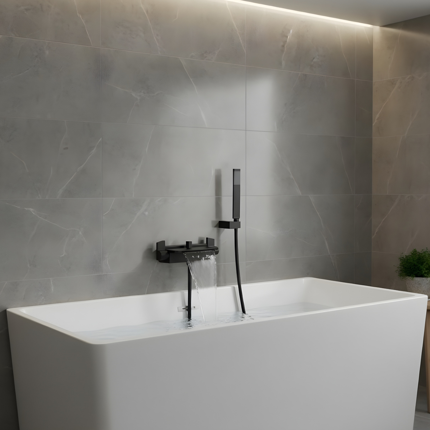 Westhafen - Modern Waterfall Shower Bathtub Wall Mounted Faucet Kit