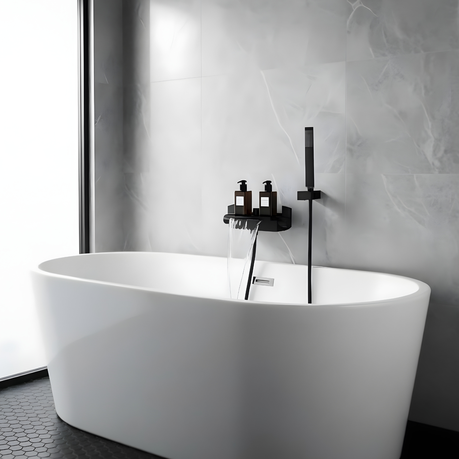 Westhafen - Modern Waterfall Shower Bathtub Wall Mounted Faucet Kit