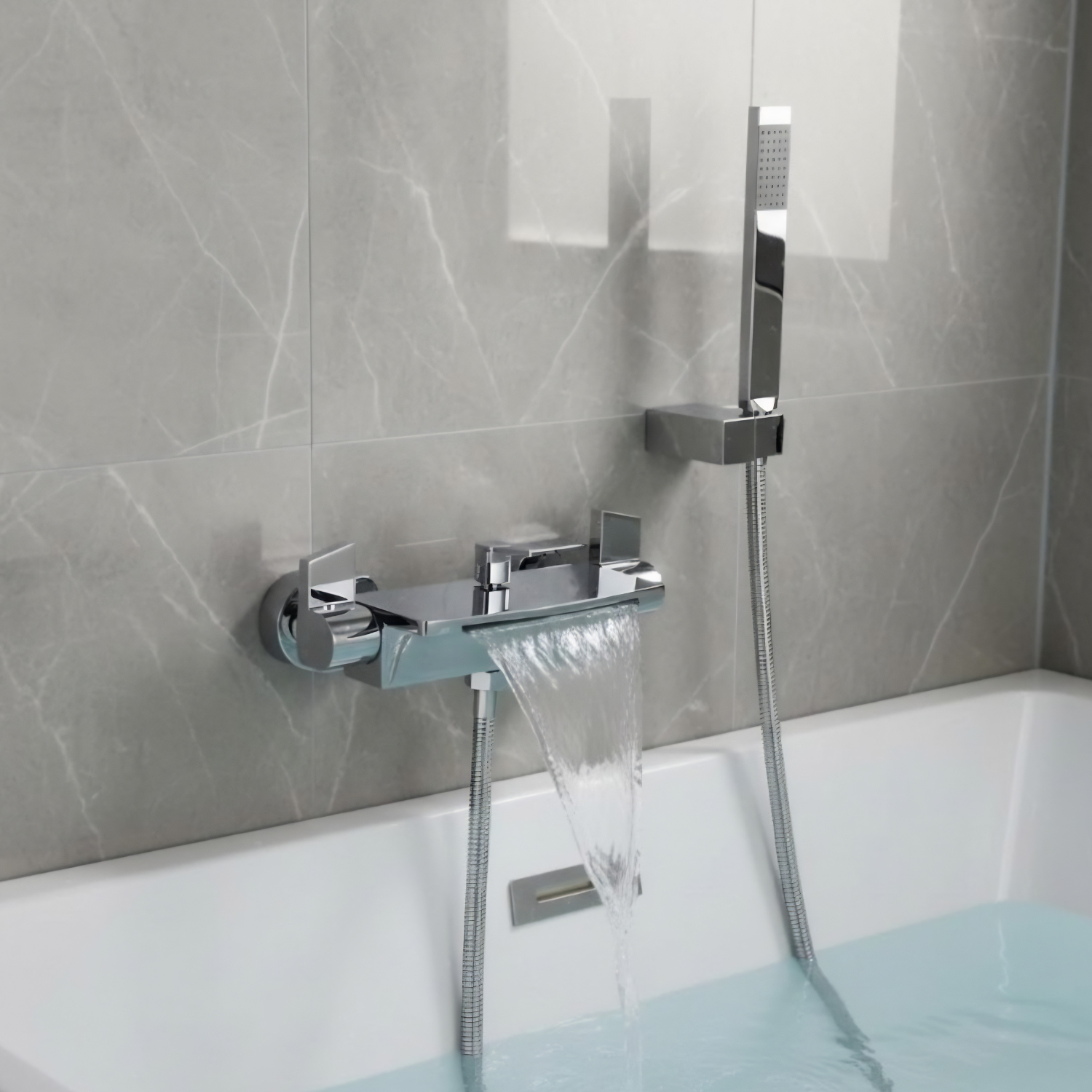 Westhafen - Modern Waterfall Shower Bathtub Wall Mounted Faucet Kit