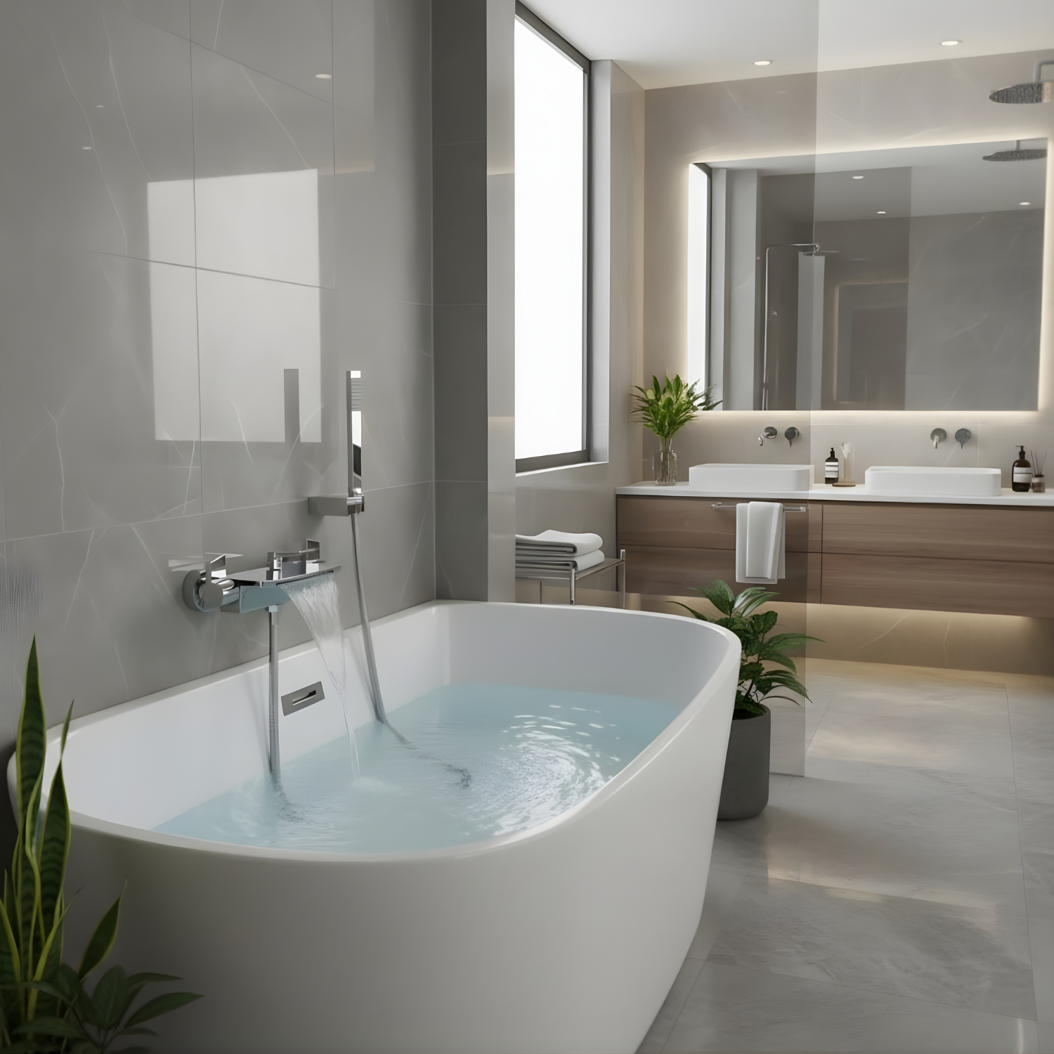 Westhafen - Modern Waterfall Shower Bathtub Wall Mounted Faucet Kit