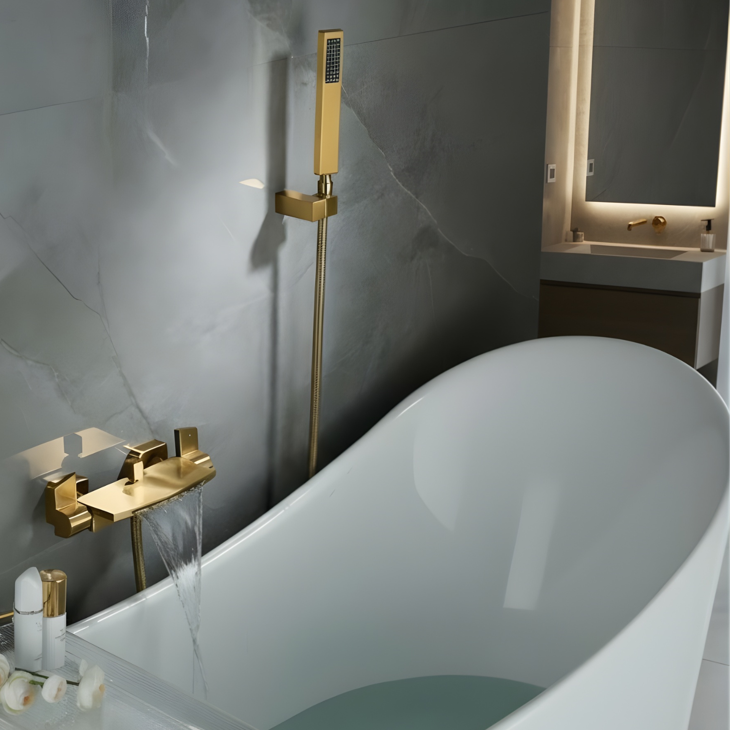 Westhafen - Modern Waterfall Shower Bathtub Wall Mounted Faucet Kit