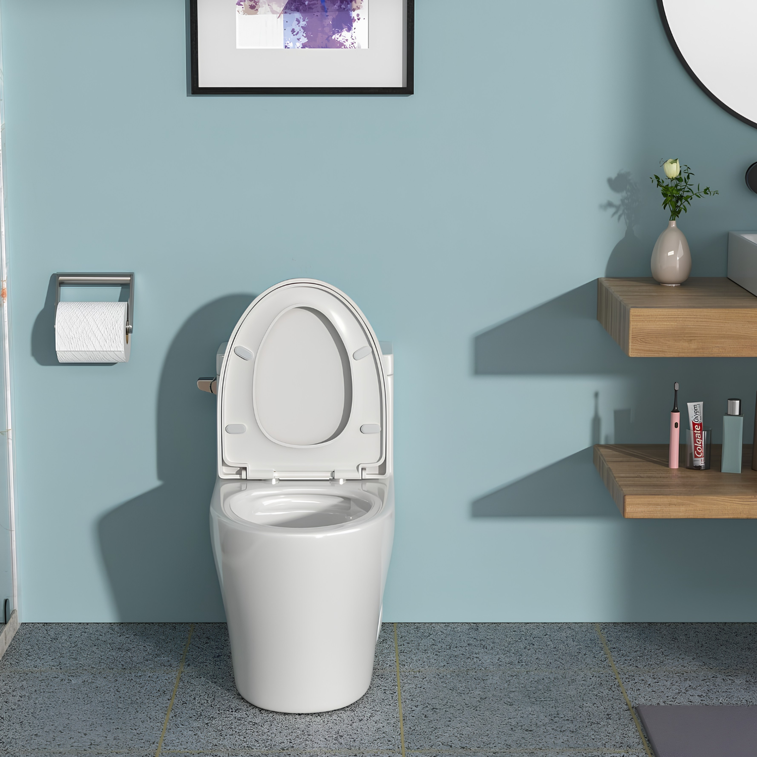 Ystad -  One Piece Toilet with Single Flush Soft Closing Seat Concealed Tank Elongated Bowl Floor