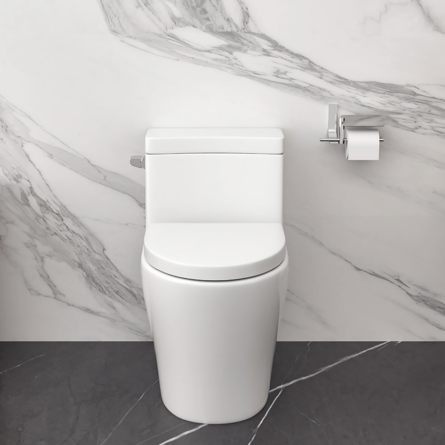 Ystad -  One Piece Toilet with Single Flush Soft Closing Seat Concealed Tank Elongated Bowl Floor
