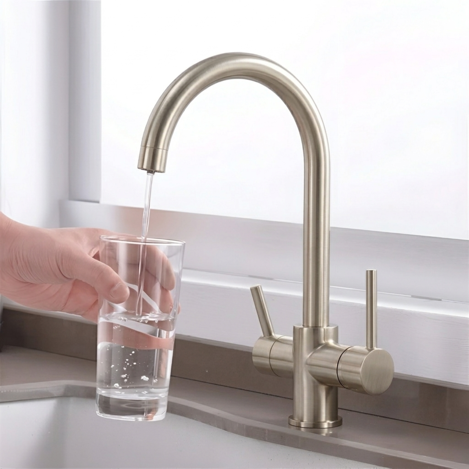 Sarpsborg - Three-Way Kitchen Faucet with Filter Tap Reverse Osmosis Compatible