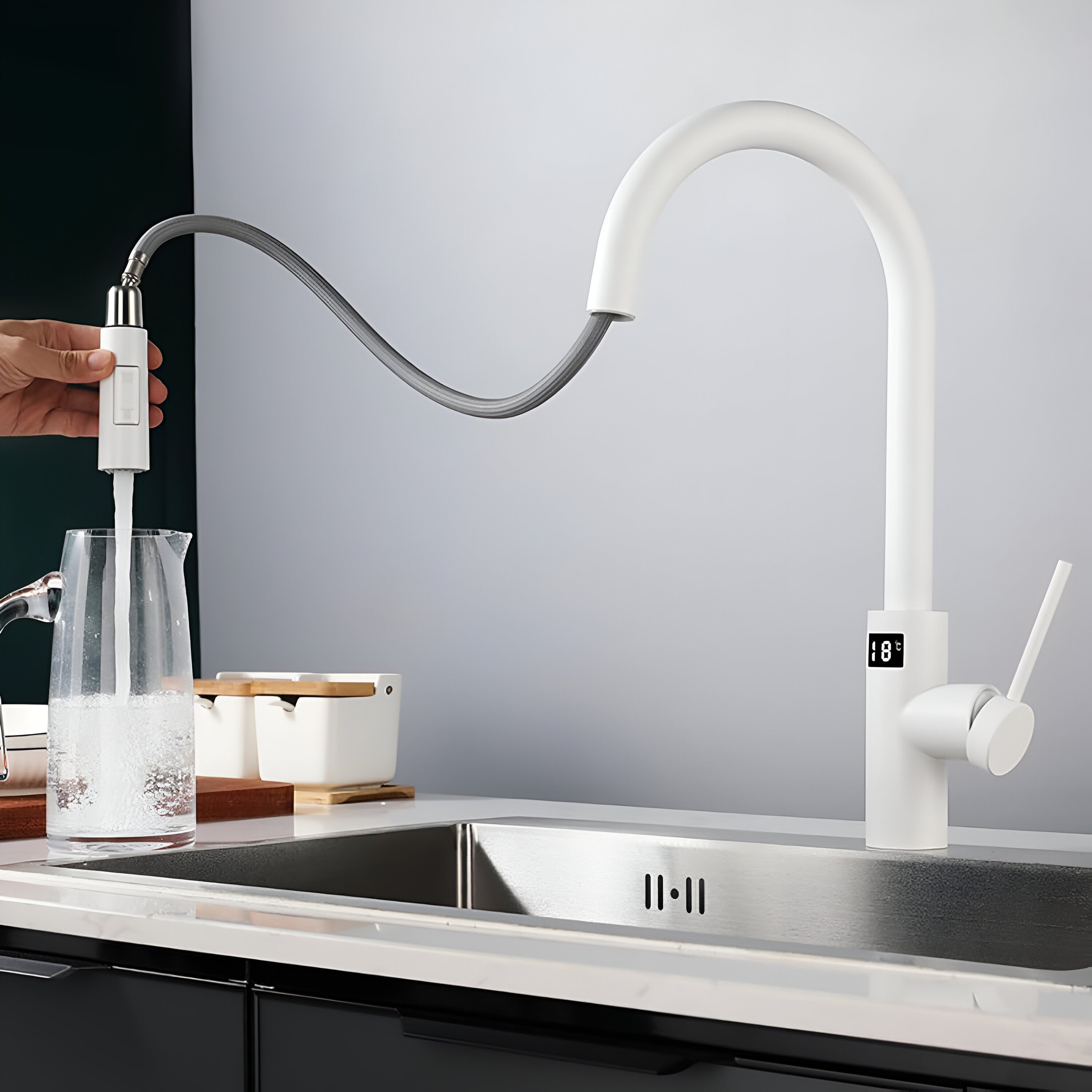 falkenberg smart touchless kitchen faucet display pull out spout working